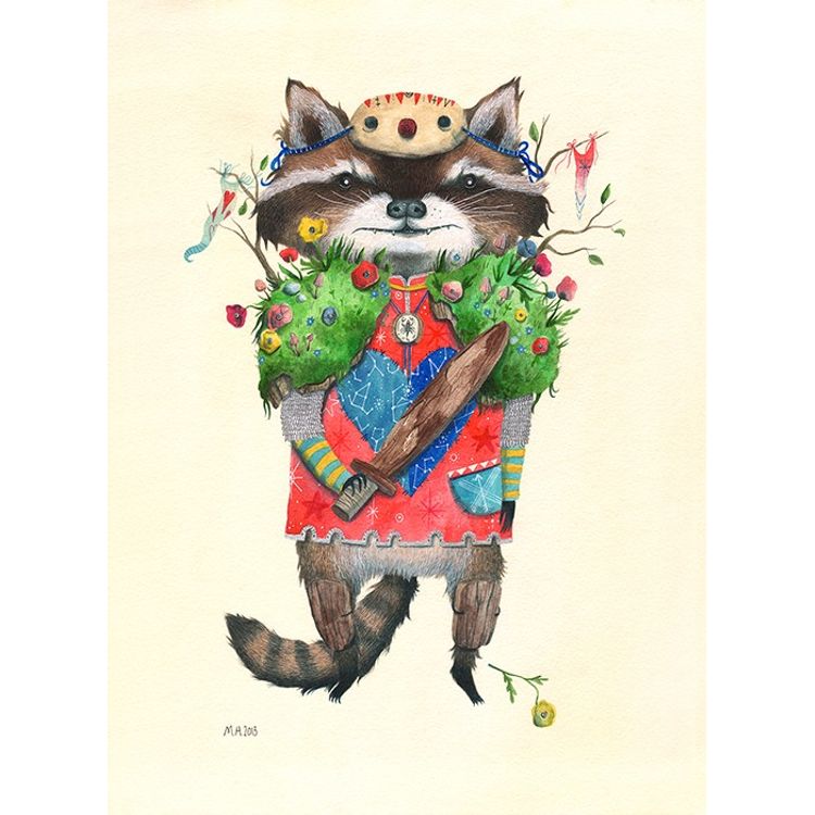 Battle Raccoon (Print) by Maryanna Hoggatt