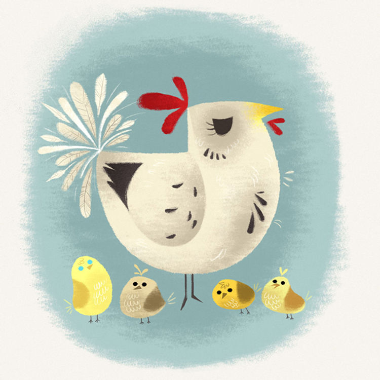 Chickens print by Naomi Romero