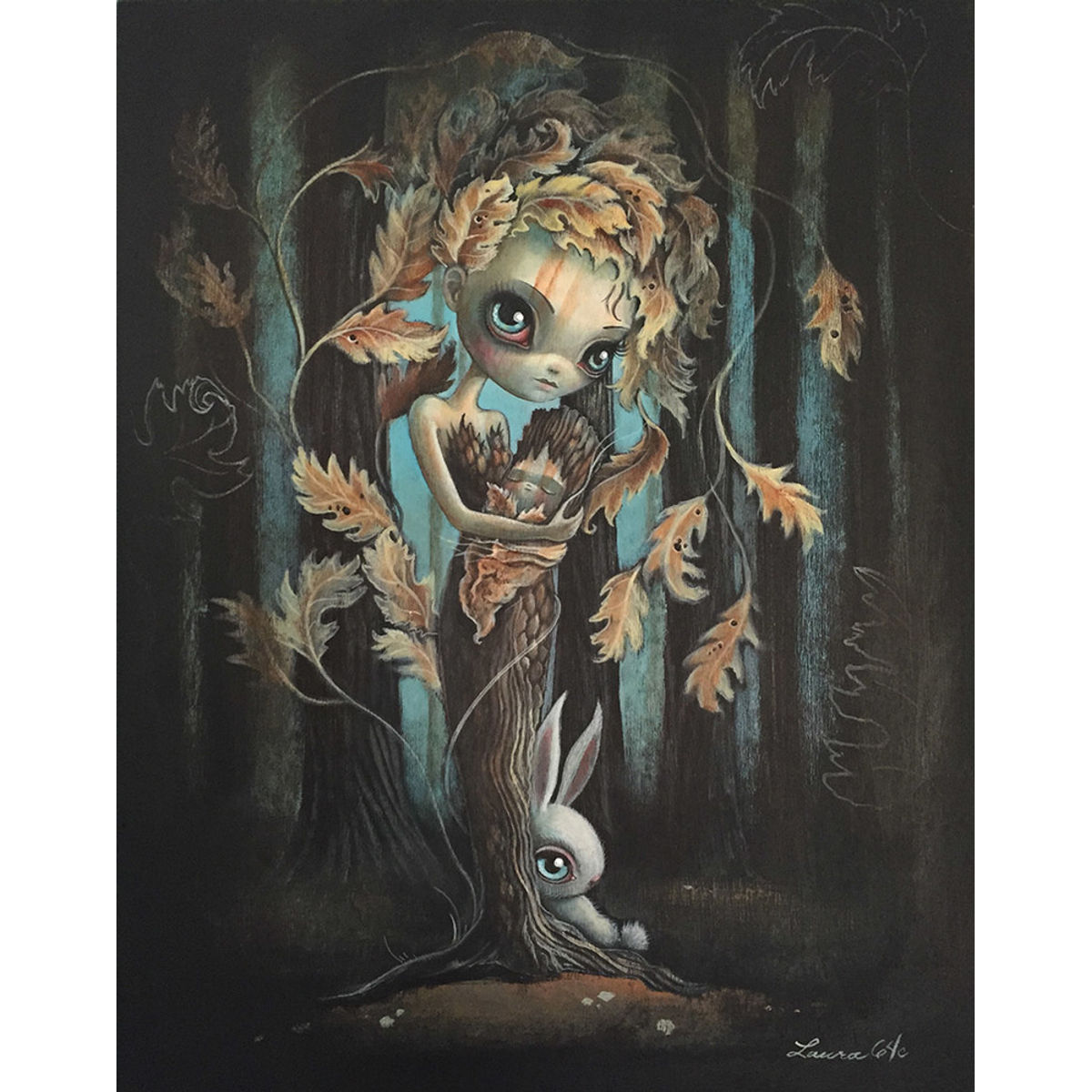 A Study of Oak Leaves and Log Baby