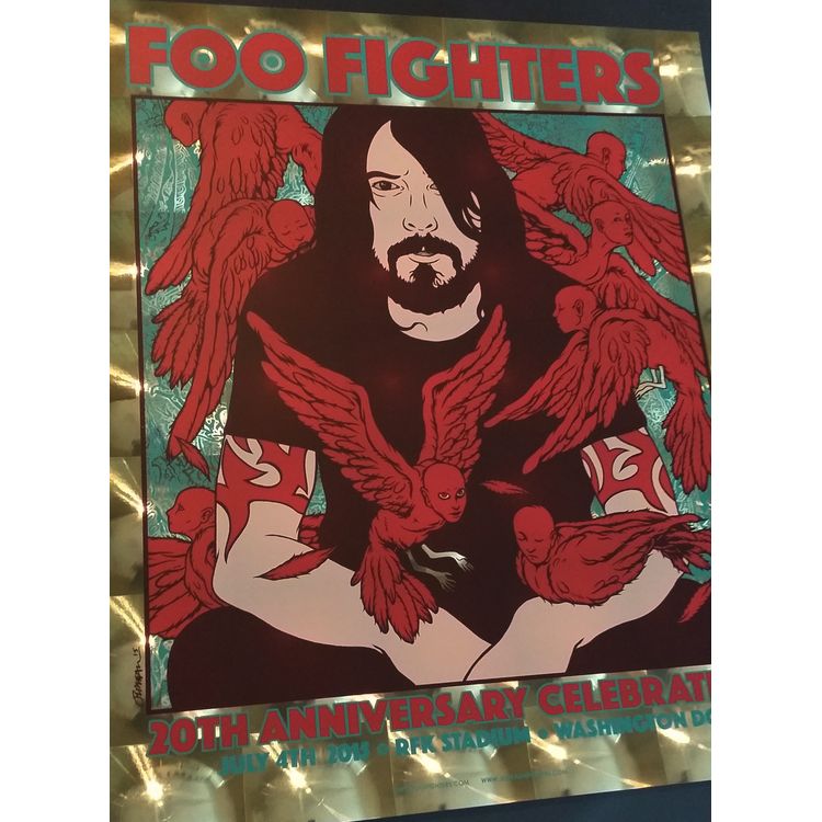 FOO FIGHTERS 20th Anniversary Print (GOLD GEMS FOIL VARIANT) by Jermaine Rogers