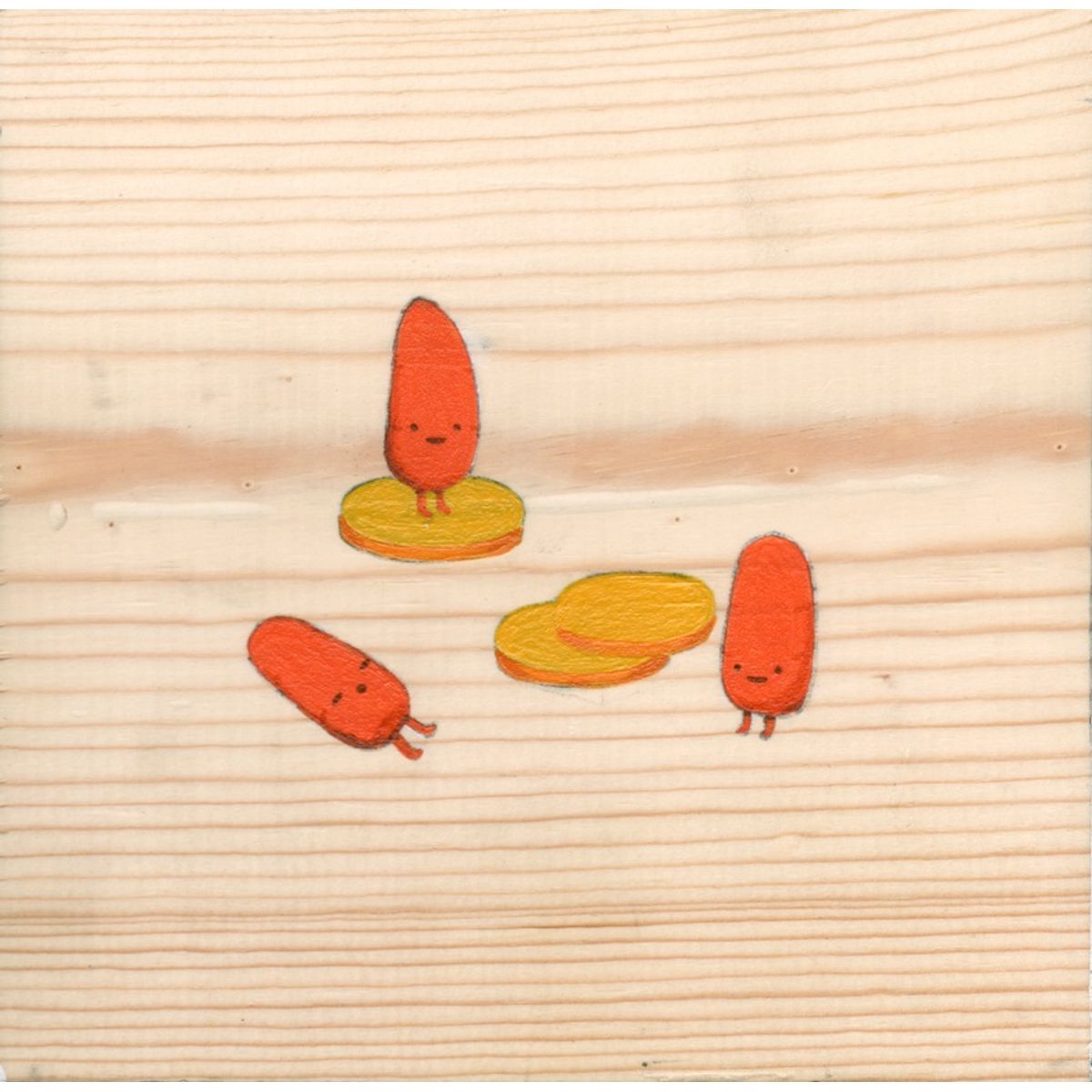 Found Item No.2: Random Assortment of Coins Acrylic on Wood 7 x 7 in