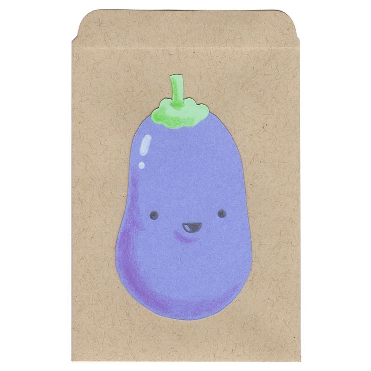 Eggplant Cut Paper and Pencil on Seed Packet 4.5 x 3.25 in by Tony Rabit
