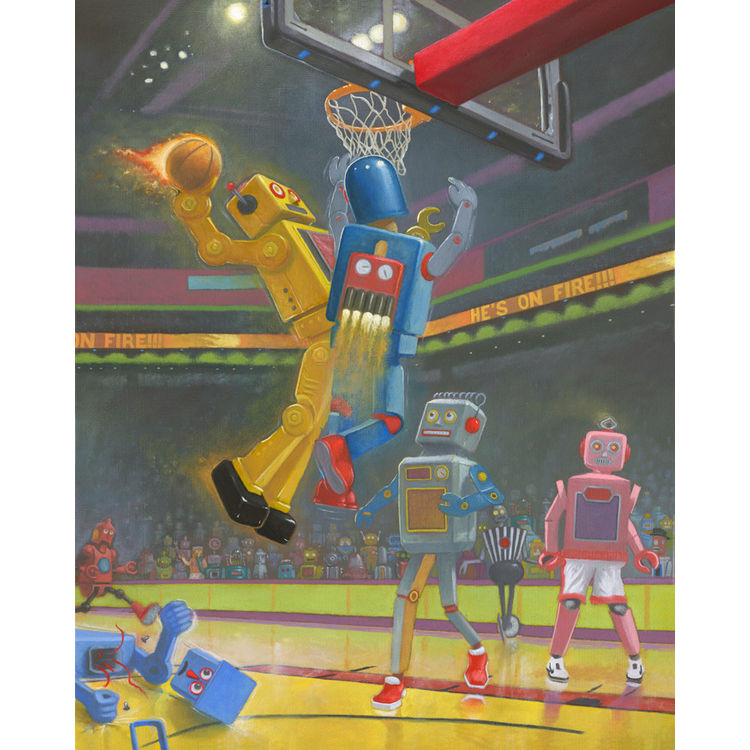 "Buzzer Beater (basketbots)" Canvas Print by Geoffrey Gersten