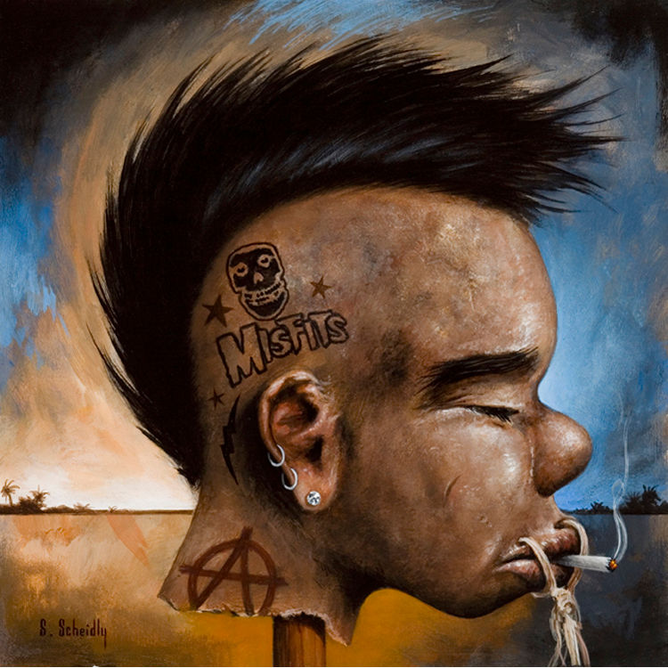 Shrunken Punk Rocker Head by Scott Scheidly
