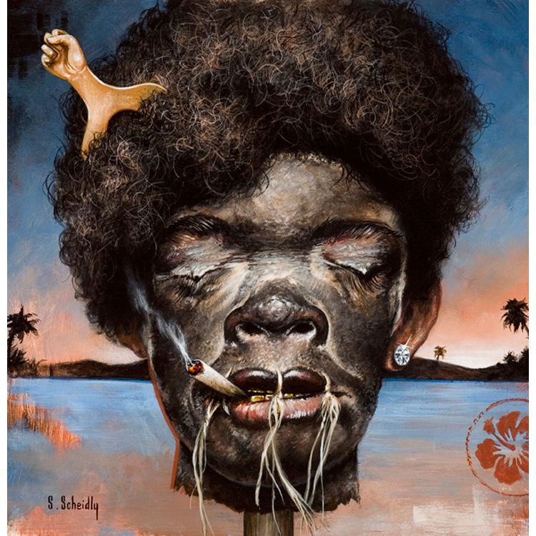 Shrunken Hip Hop Head by Scott Scheidly
