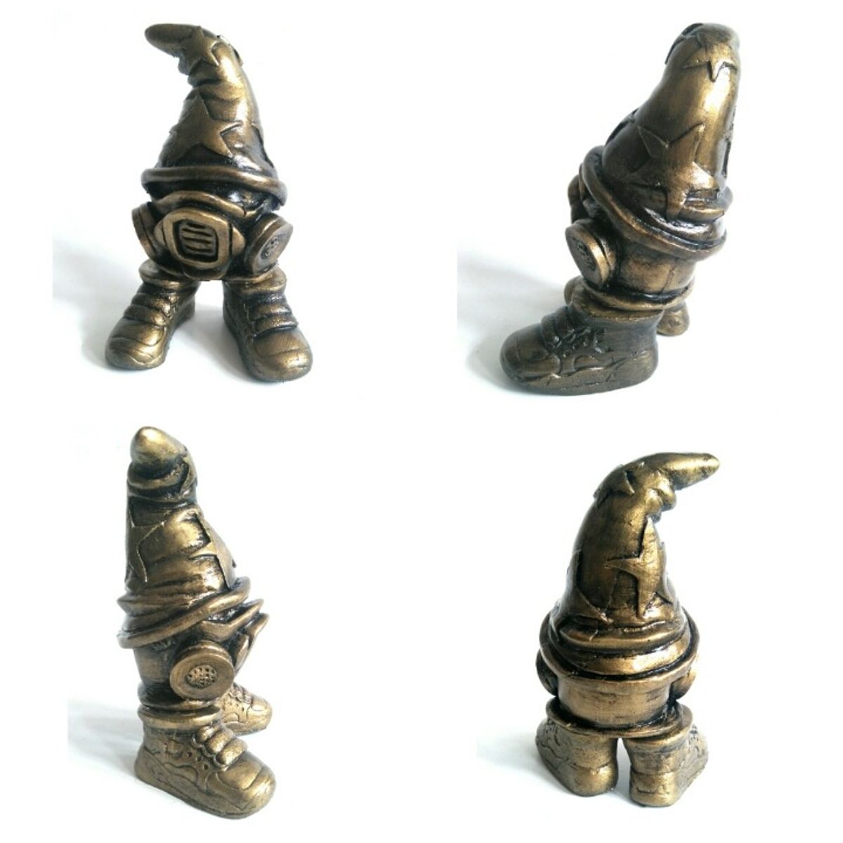 MASKED CHEECH OLD GOLD VERSION RESIN GRAFFITI CHARACTER SCULPTURE