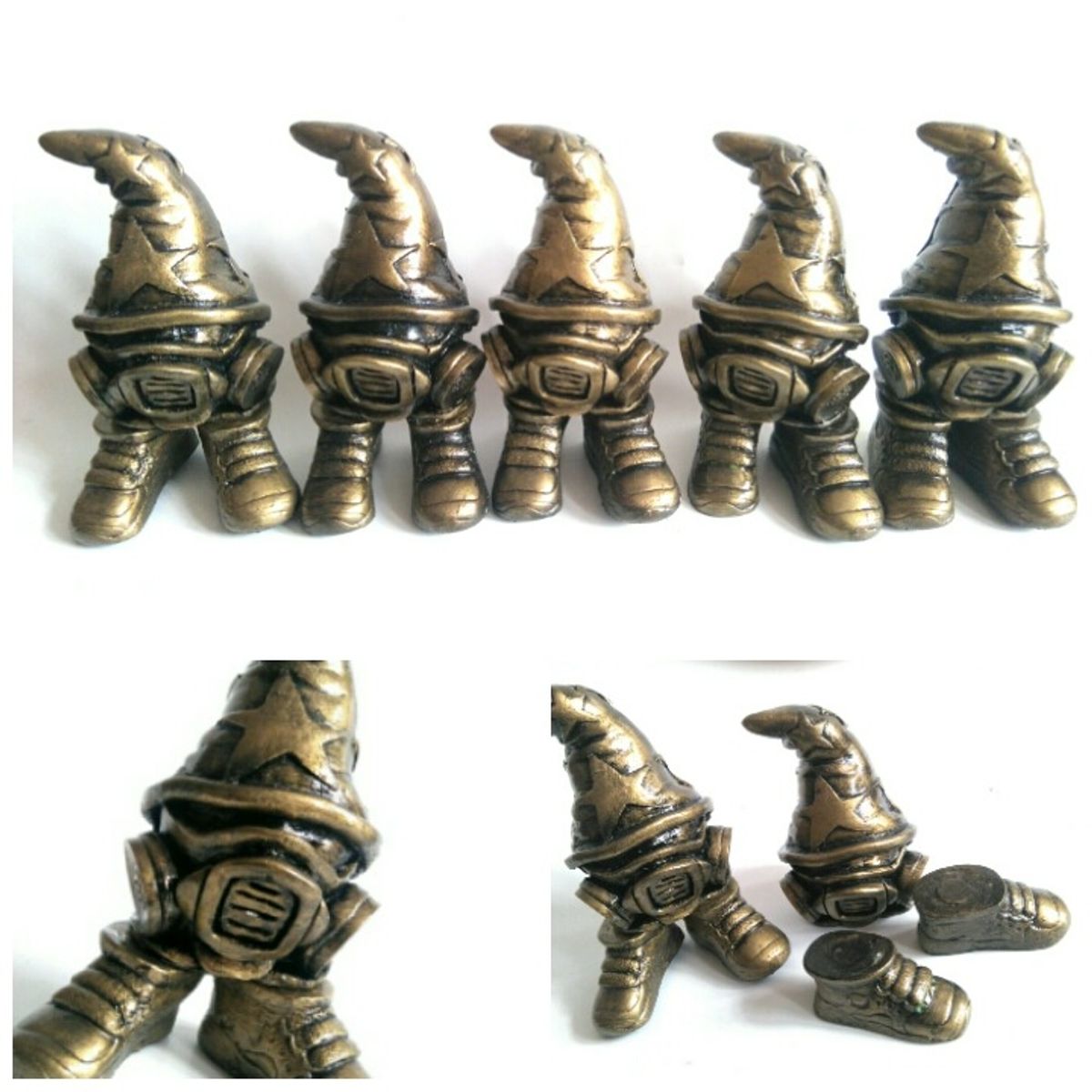 MASKED CHEECH OLD GOLD VERSION RESIN GRAFFITI CHARACTER SCULPTURE