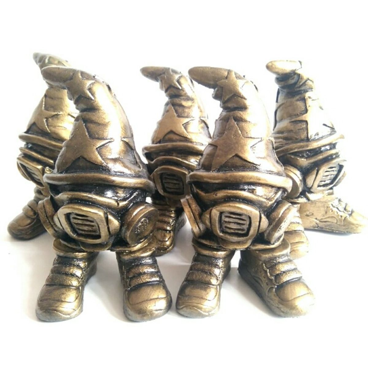 MASKED CHEECH OLD GOLD VERSION RESIN GRAFFITI CHARACTER SCULPTURE