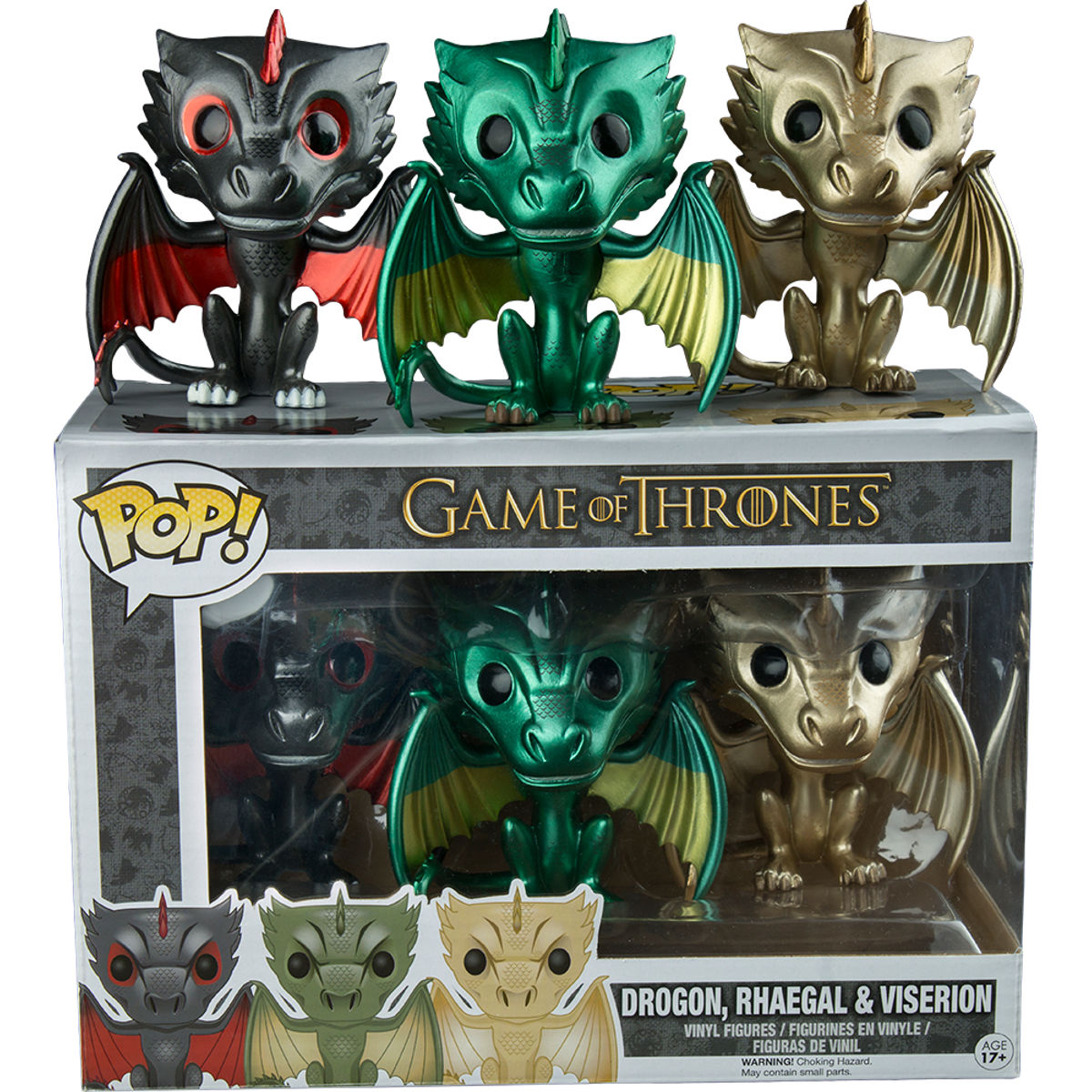 Metallic Drogon, Rhaegal & Viserion : Game of Thrones (3 Pack)