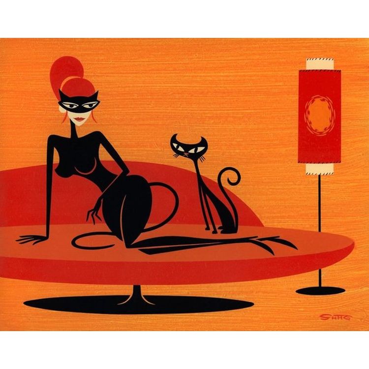 Black Kitten in Orange by Shag (Josh Agle)