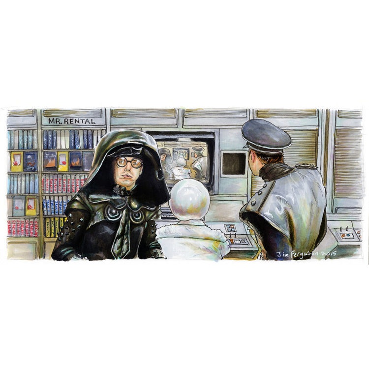 "Spaceballs - We're at now-now." Print by Jim Ferguson