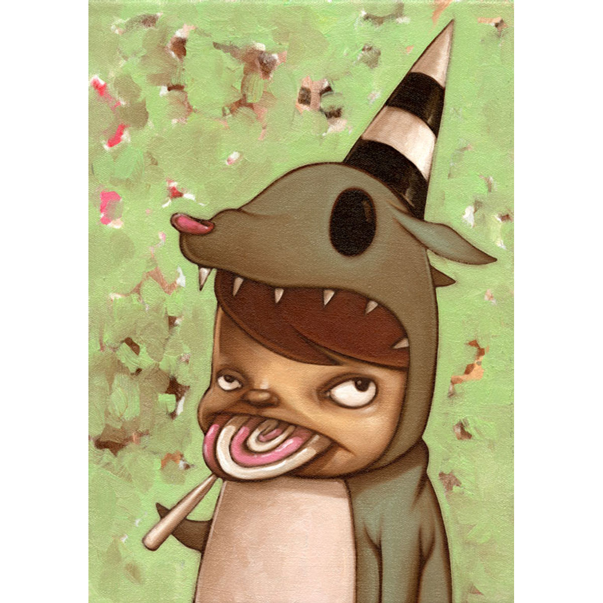 Boy in Dog Suit With Lollipop