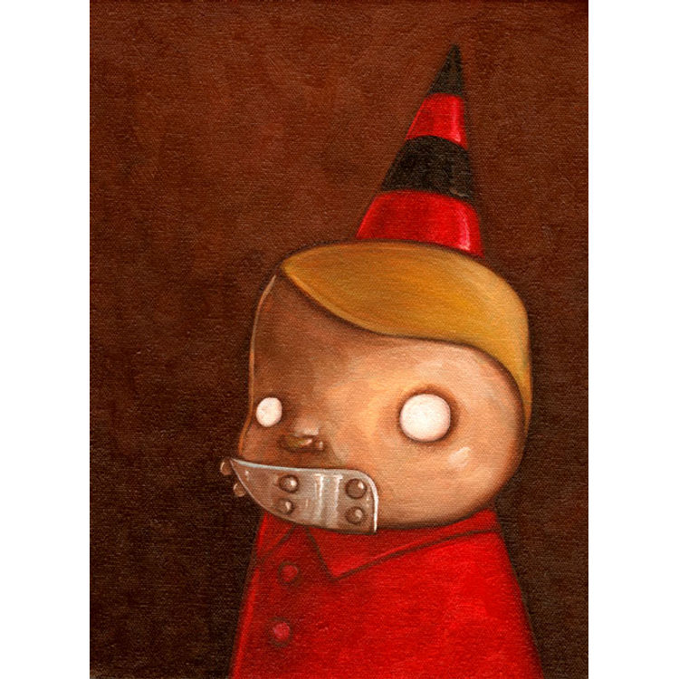 Boy in Red Shirt, Bolted Smile by Kathie Olivas