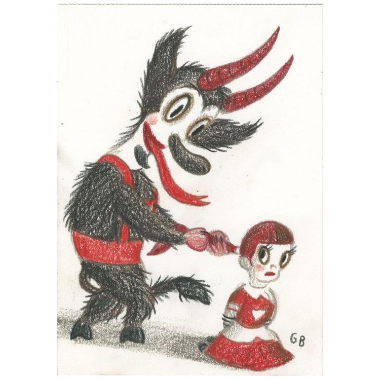 Krampus vs. The Wild Girl - Two by Gary Baseman