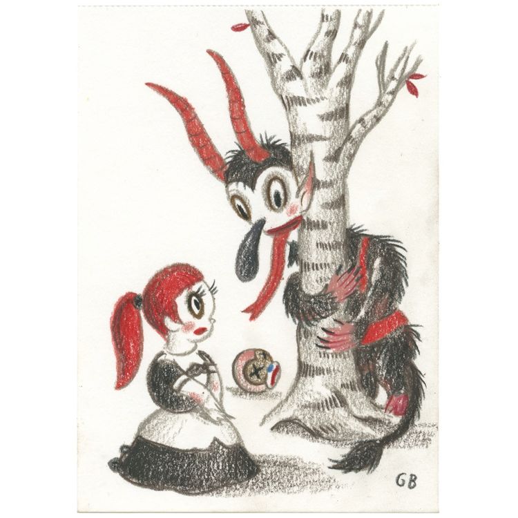 Krampus vs. The Wild Girl - Three by Gary Baseman
