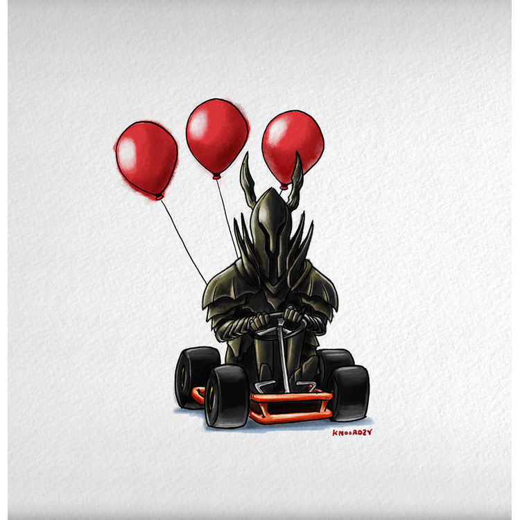 "Dark Souls Invades Mario Kart (Black Knight)" Print by Keith Noordzy