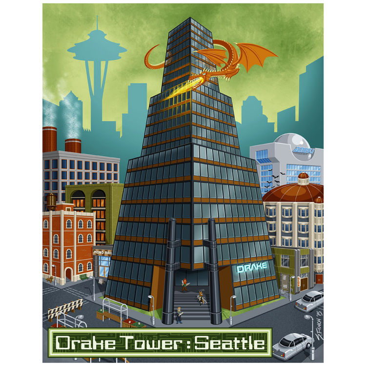 "Drake Tower: Seattle" Print by Shannon Finch