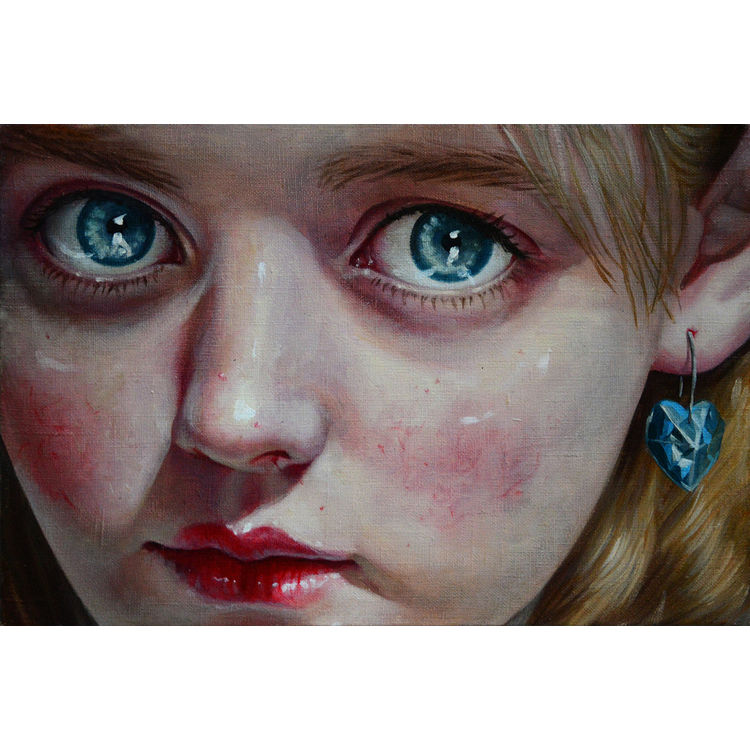 Girl With The Blue Heart Earring by Jana Brike