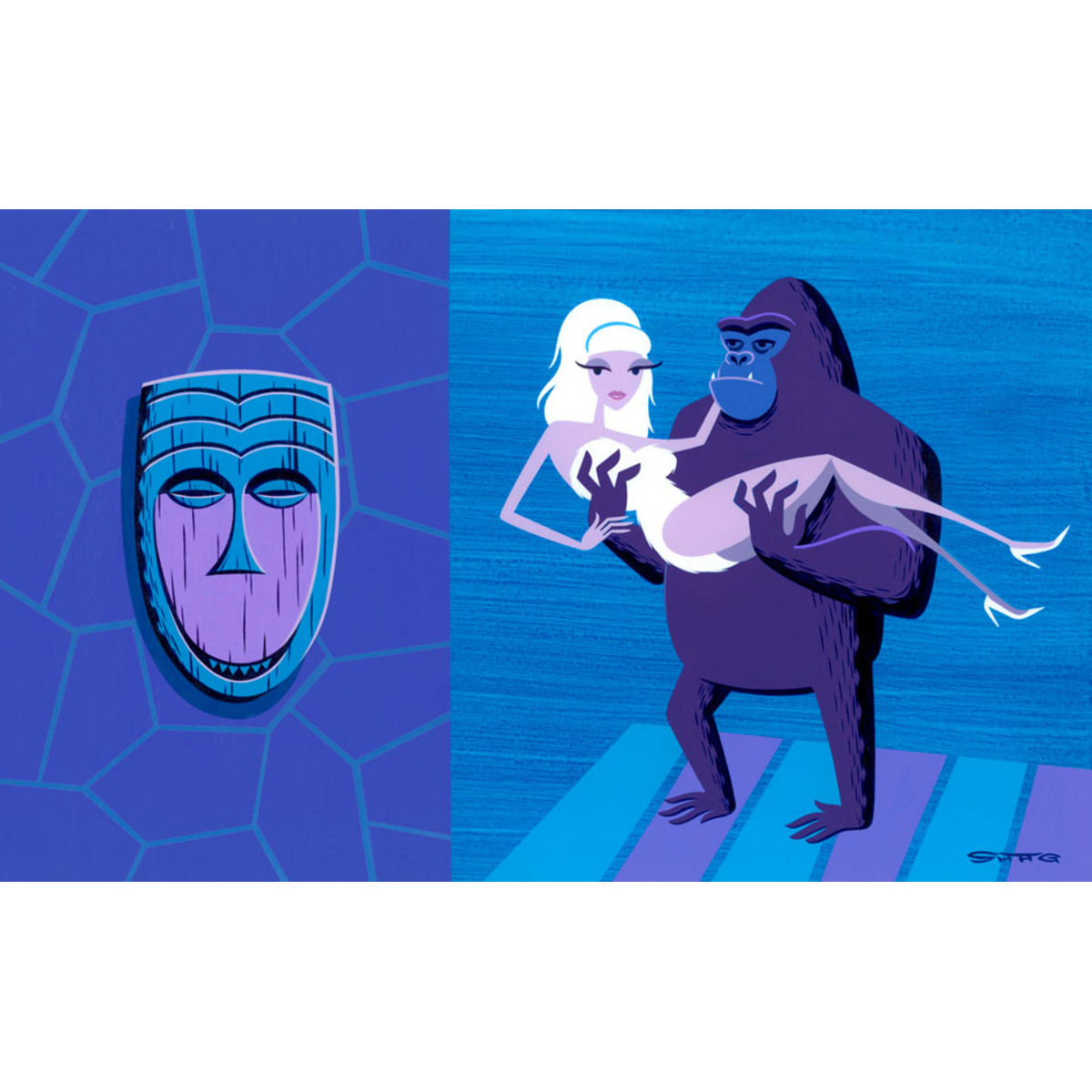 Pinup With Gorilla and Spirit Mask