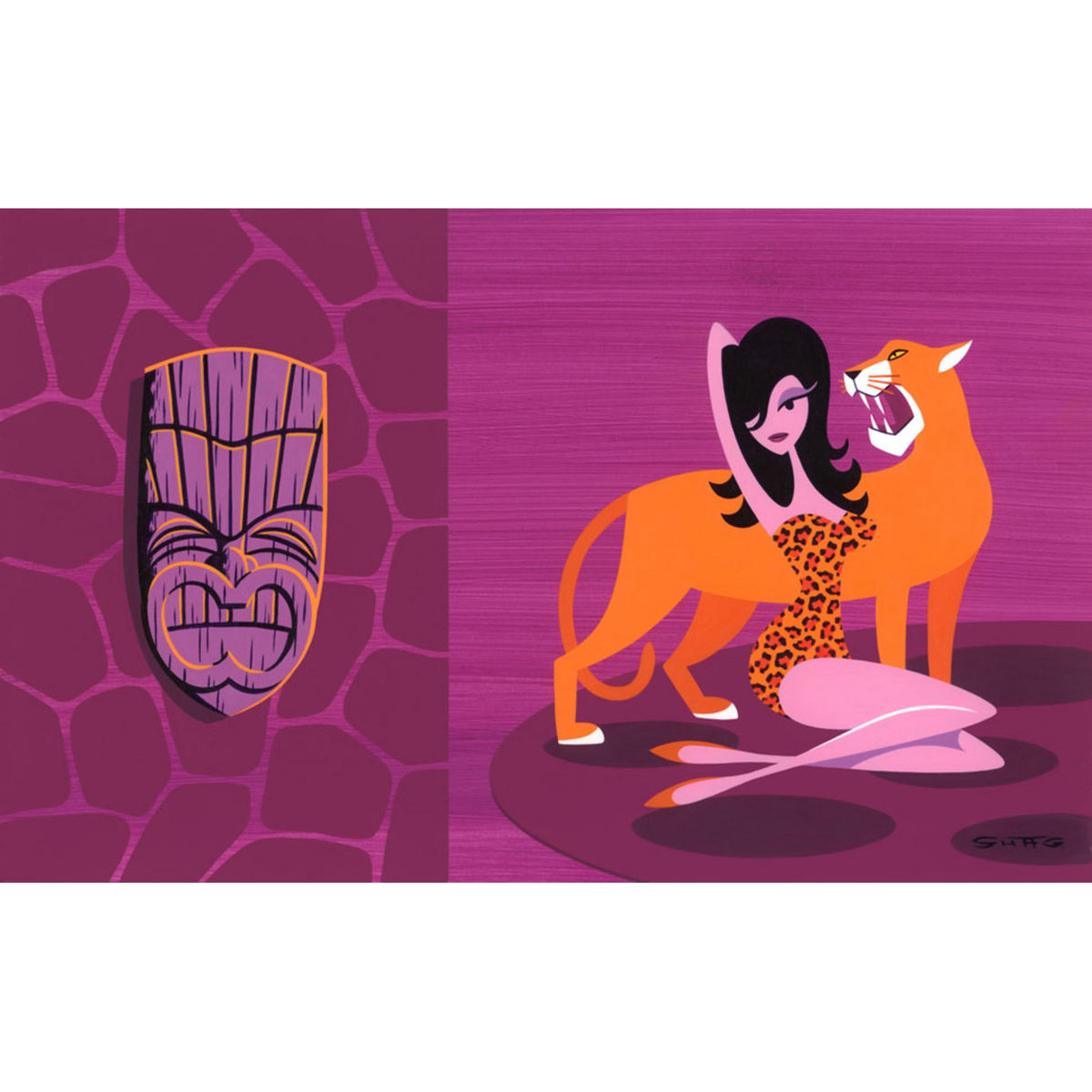 Pinup With Cougar and Spirit Mask