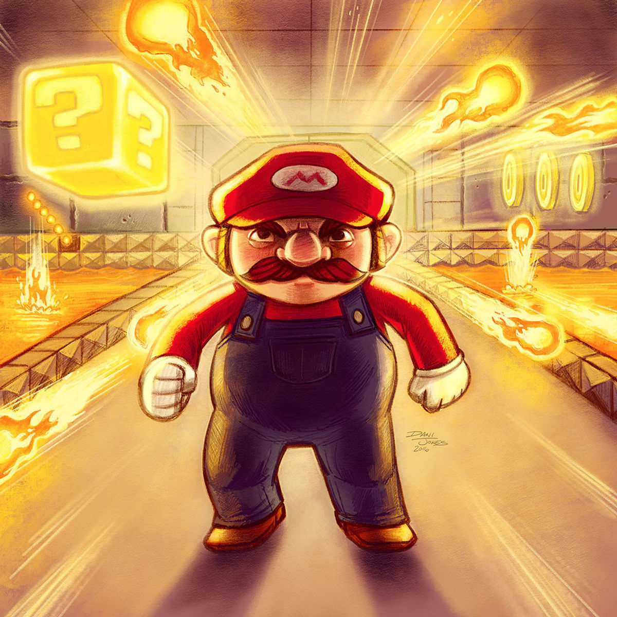 "Dungeon Mario" Wood Print