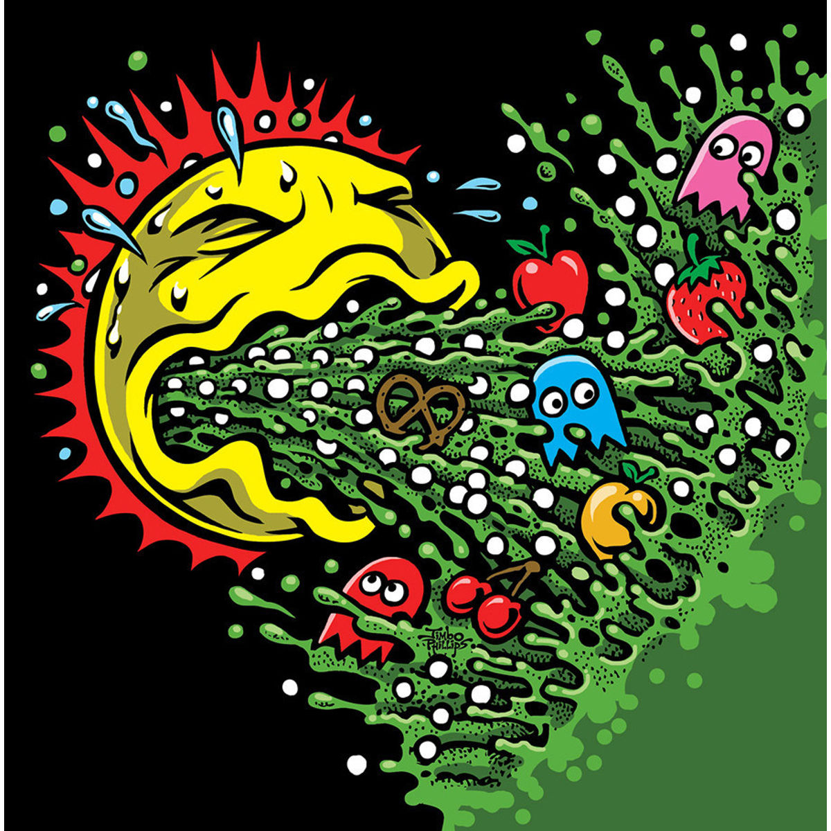 "Pac man Puke" Wood Print