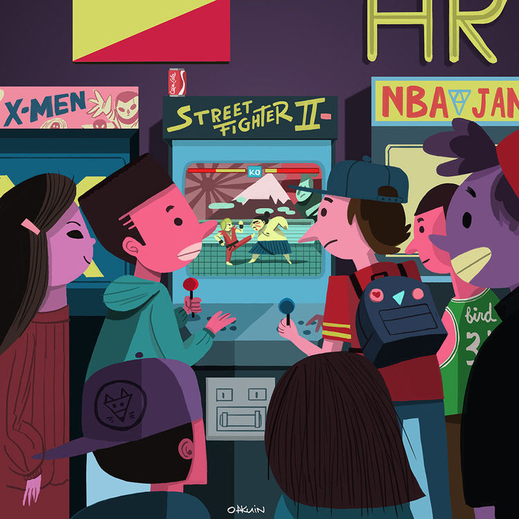 "Arcade Tournaments" Wood Print by Oliver Akuin