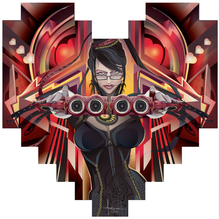 "BAYONETTA BLEEDING HEART" Wood Print by Mexifunk