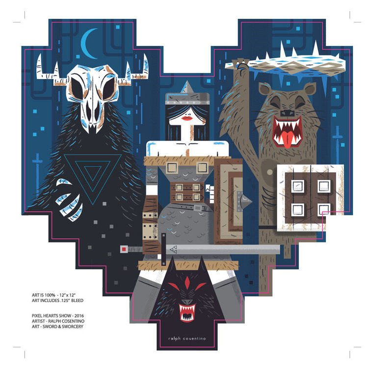 "I Pixel Heart Sword & Sworcery" Wood Print by Ralph Cosentino