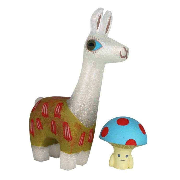 Macrame Llama and Toadstool by Michelle Valigura