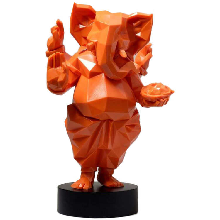 Orange Low Poly Ganesha by Kaiju Smuggler