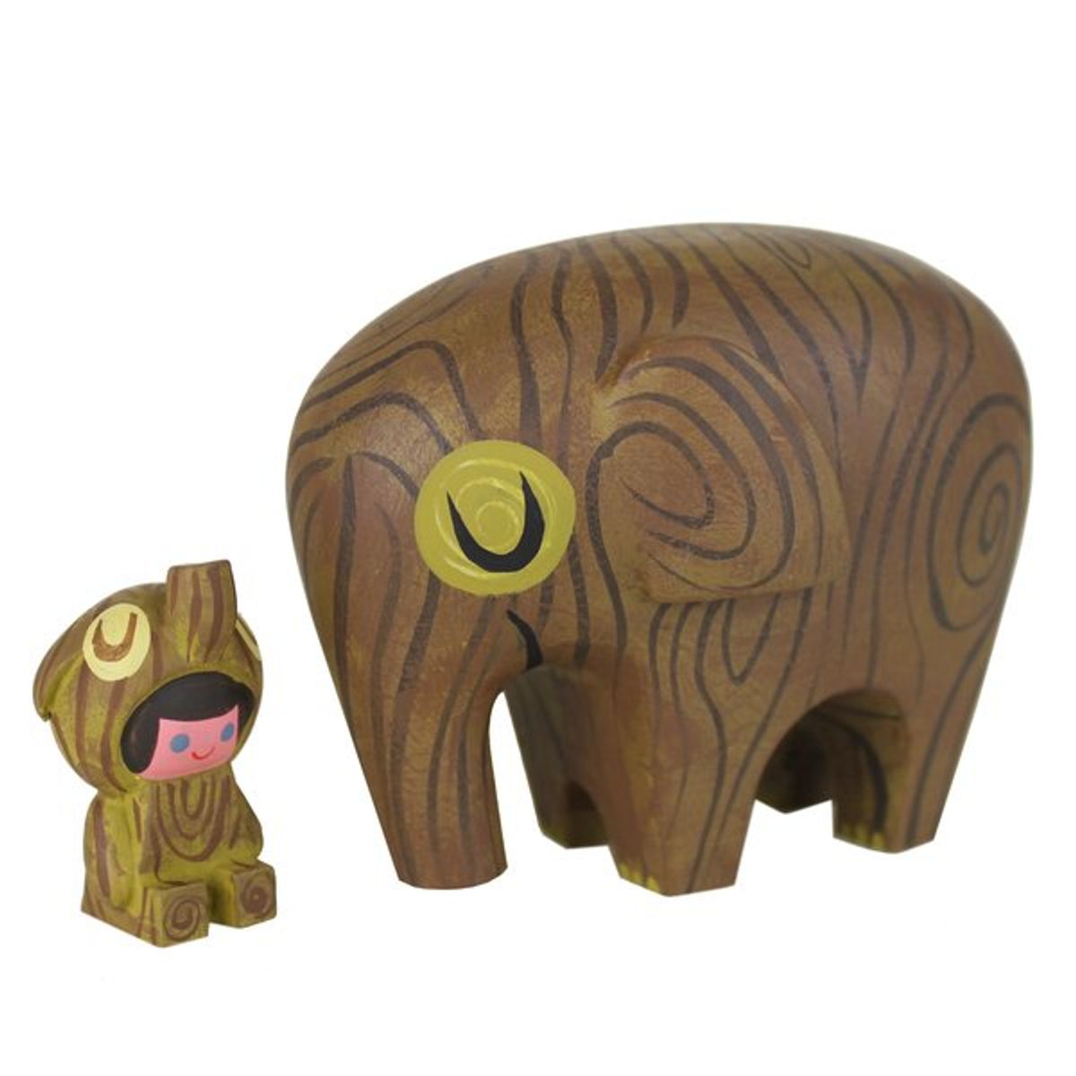 Wood Elephant and Rider