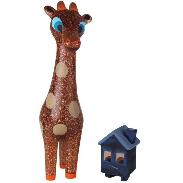 Brown Sparkle Giraffagon and House by Michelle Valigura