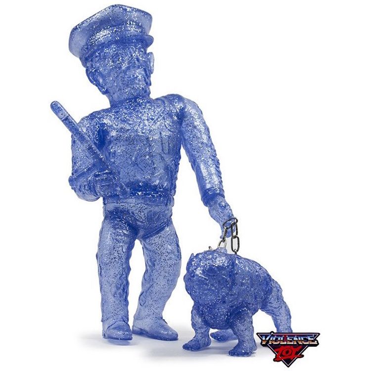 Mutant Cop and DK-9 Clear Blue with Silver Glitter by Violence Toy (Zach Taylor)