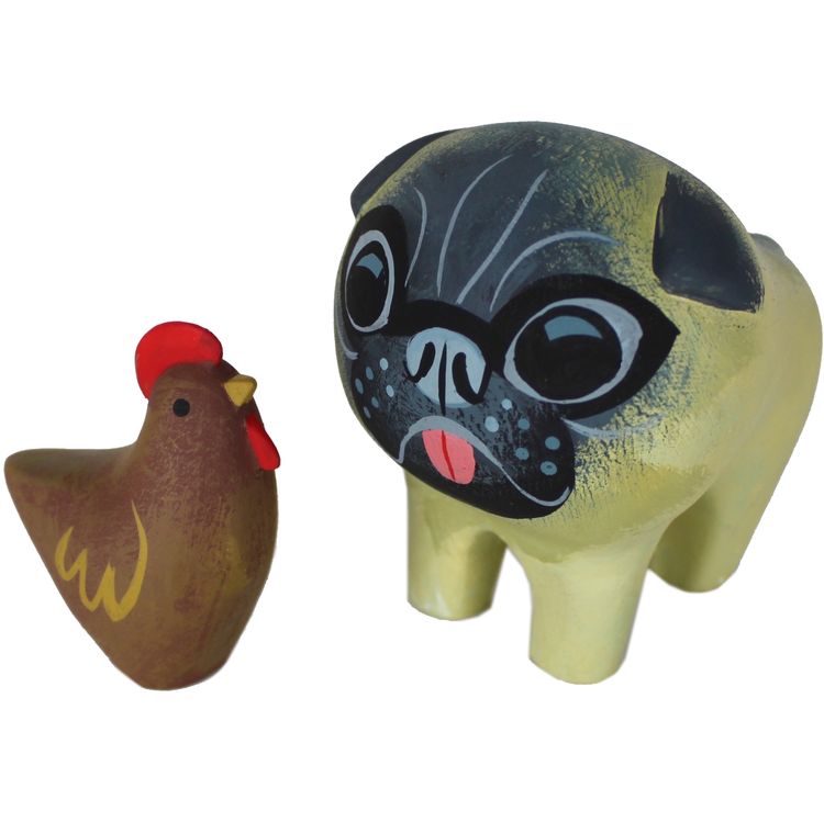 Pug and Chicken by Michelle Valigura