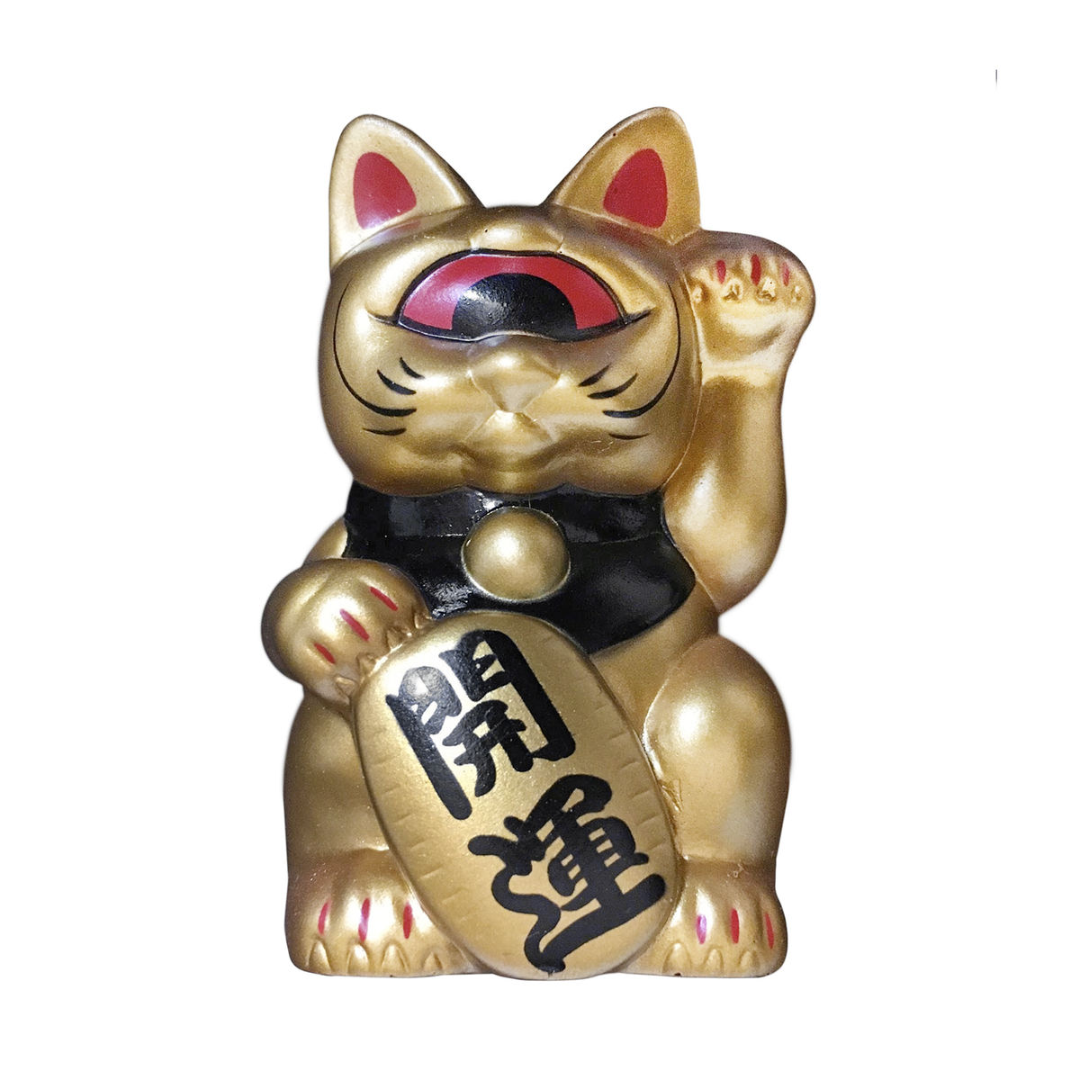 MINI FORTUNE CAT - GOLD/BLACK RED EYE