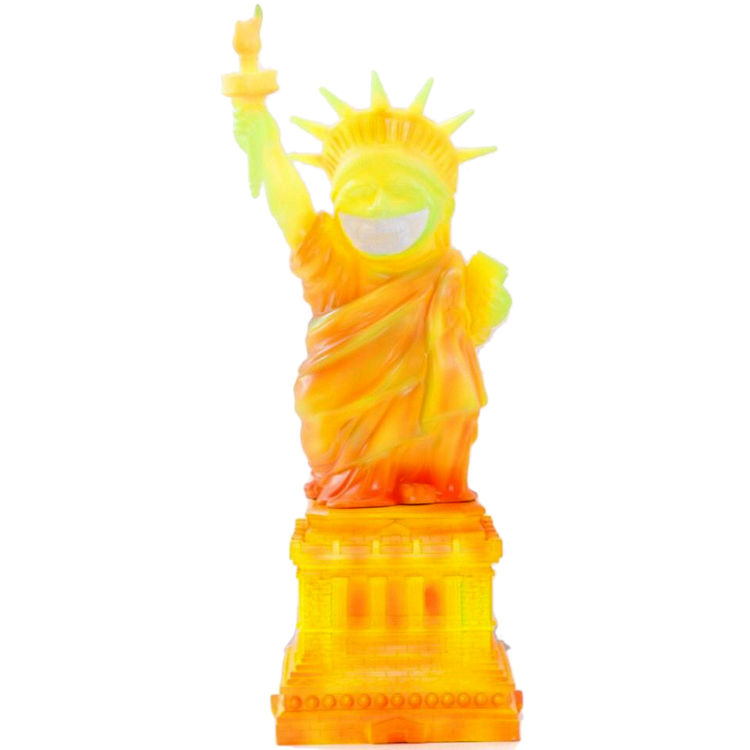 Fire Lady Liberty Grin (Black Light) by Ron English