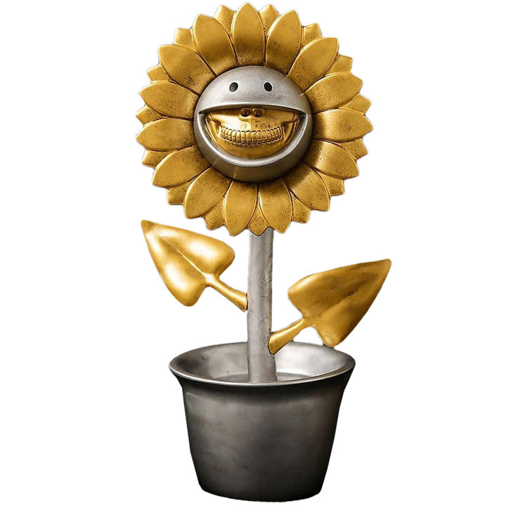 Gold & Silver Shocking Sunflower (Gold Grin) by Ron English
