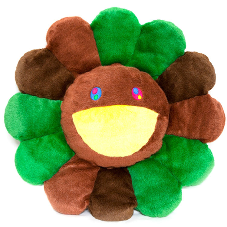 60CM Green & Brown Flower Cushion by Takashi Murakami