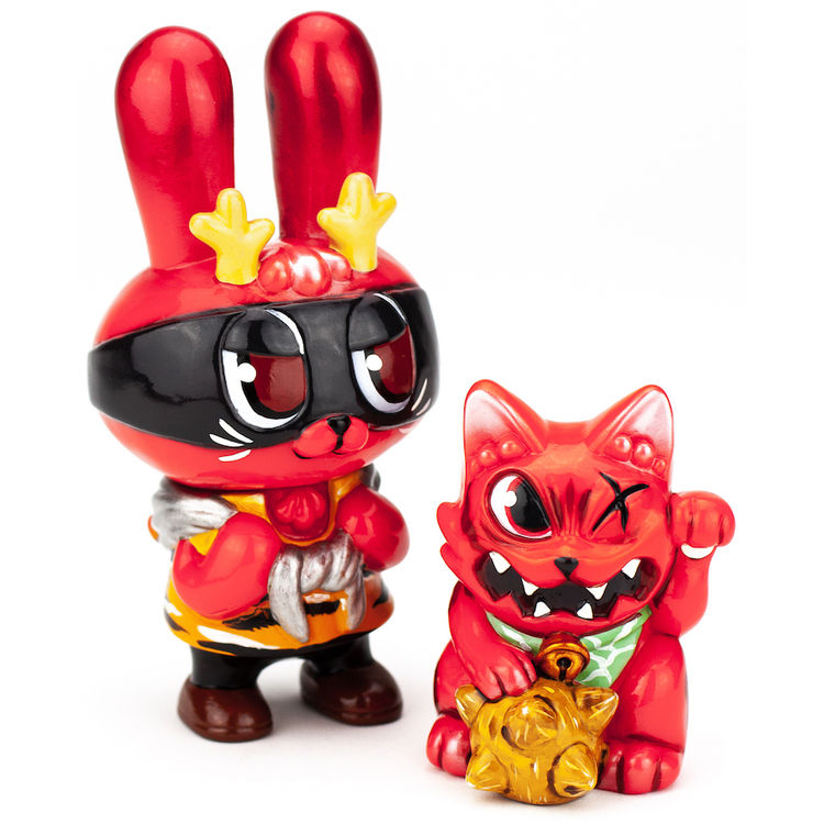 Red Dorobanii + Maneki Wananeko Set by Stickup Monsters (Javier Jiménez)