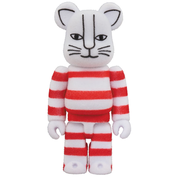 100% Flocked Mikey Cat Be@rbrick by Lisa Larson