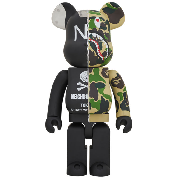 1000% Neighborhood X Bape Camo Shark Be@rbrick by BAPE (A Bathing Ape)
