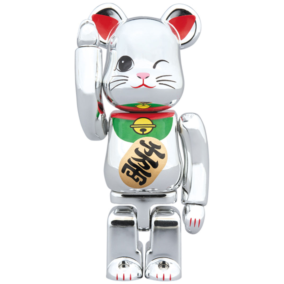 100% Beckoning Cat Silver-plated Four Be@rbrick