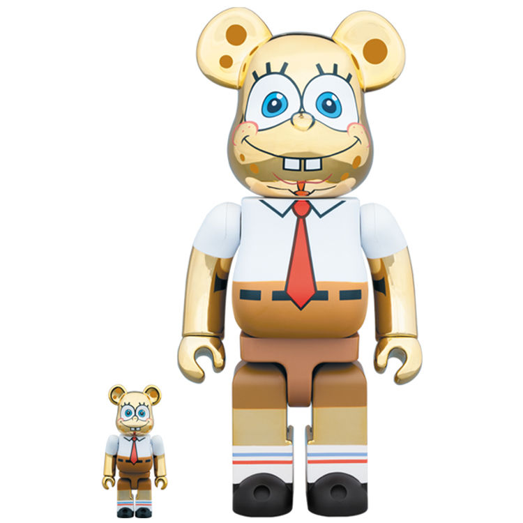 100% + 400% Gold Chrome Spongebob Squarepants Be@rbrick (Set) by Nickelodeon