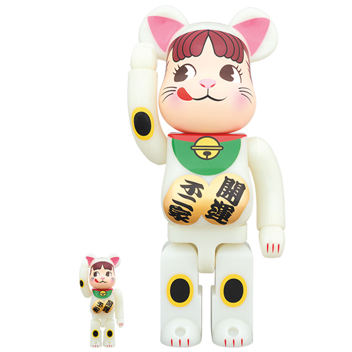 100% & 400% Milky Peko-chan Phosphorescent Beckoning Cat (Set)