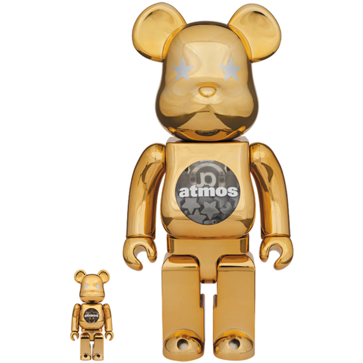 100% + 400% Atmos Gold Chrome Be@rbrick (Set)