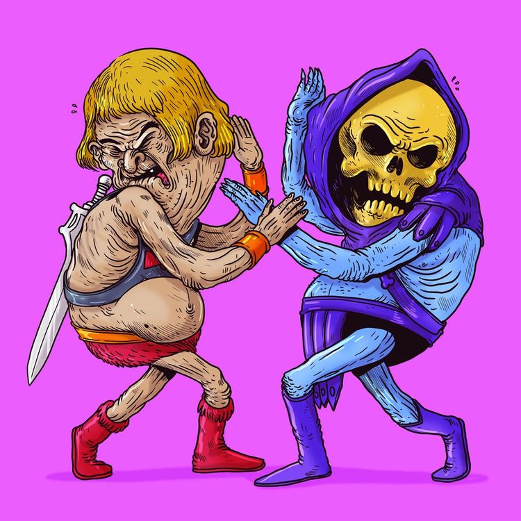 Old He-Man vs. Old Skeletor by Alex Solis