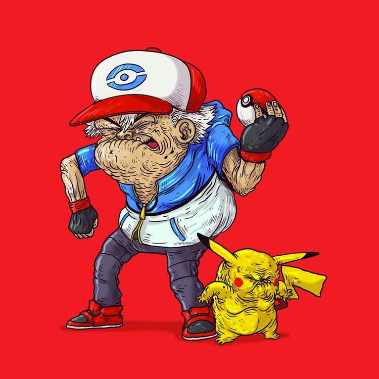 Old Ash & Old Pikachu by Alex Solis