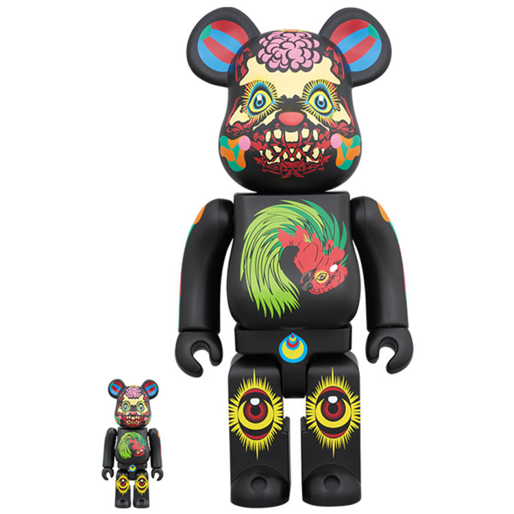100% + 400% Black Keiichi Tanaami Be@rbrick by Keiichi Tanaami