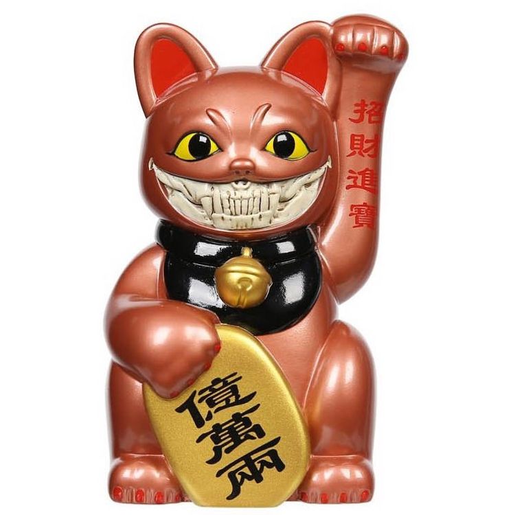 Copper Lucky Cat Grin by Ron English